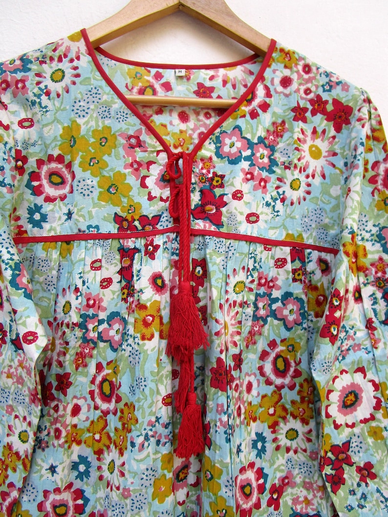 v neckline with tassel blouse and tops multi colored floral printed summer tops /& tunics long sleeve women boho blouse