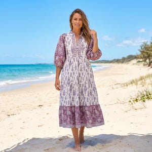 ivory and purple dress MissJophiel Embroidery Floral Corset Ivory Dress with Removable Tie Straps Ivory Floral / Above Knee / US2