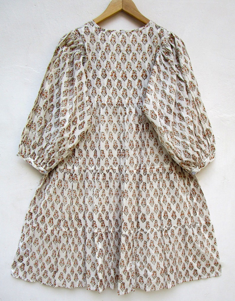 round neckline with ties mini maxi dress 34th sleeve with buttons mini maxi dress vintage off white plant printed mini maxi dress