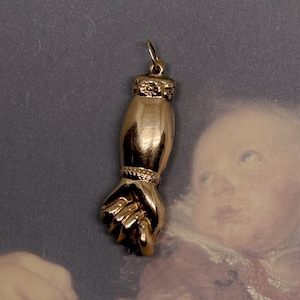 Antique 14k Rose Gold Figa Pendant: Victorian Good Luck Amulet