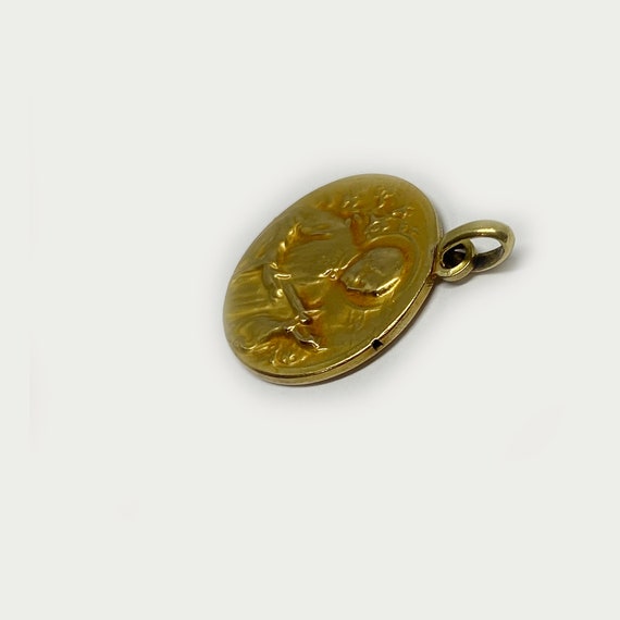 18k Gold Antique Religious Medal, 18k Gold Cathol… - image 5