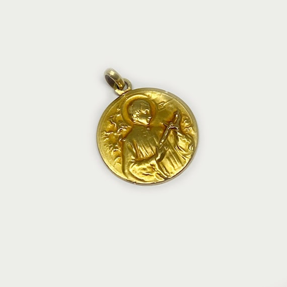 18k Gold Antique Religious Medal, 18k Gold Cathol… - image 2