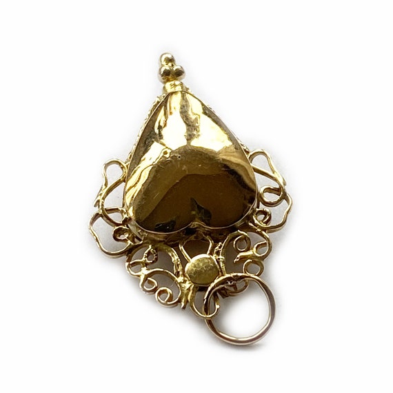 Antique Solid Gold Heart Pendant, 14k Gold Reliqu… - image 3