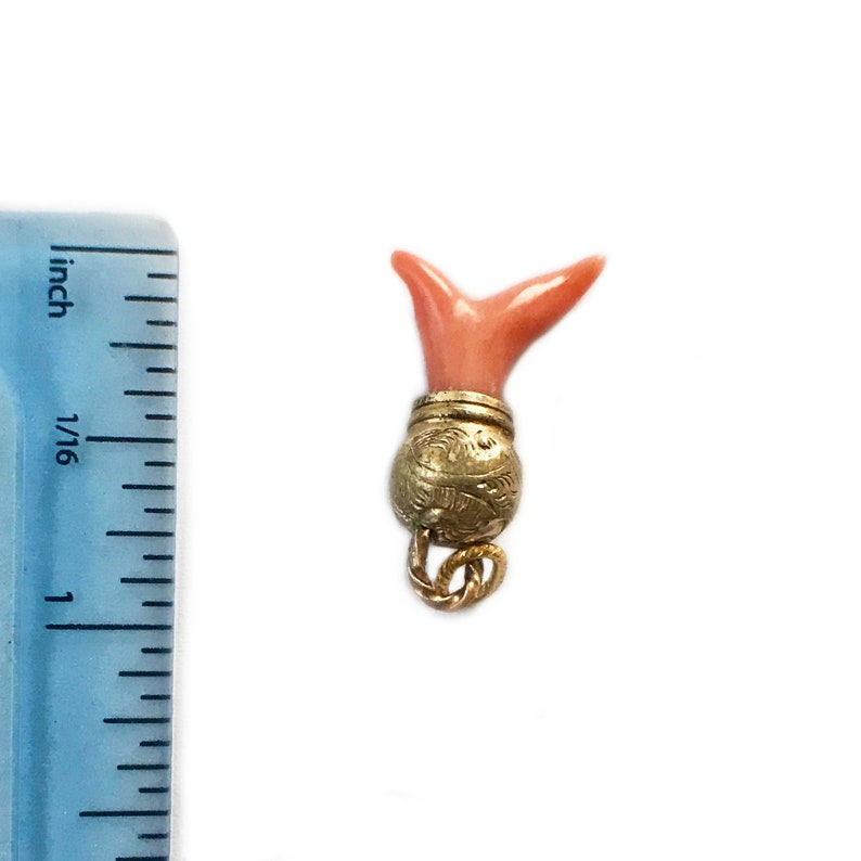 Coral Tooth 1800s Antique Coral Branch Salmon Coral Twig Natural Coral Branch Gold Plated Base Victorian Natural Pink Coral Branch