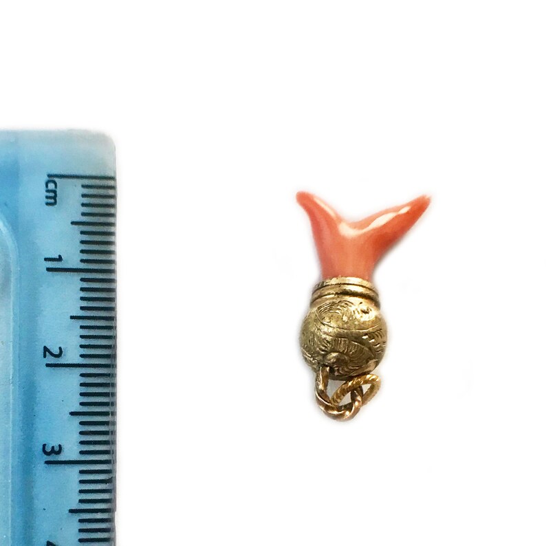 Coral Tooth 1800s Antique Coral Branch Salmon Coral Twig Natural Coral Branch Gold Plated Base Victorian Natural Pink Coral Branch