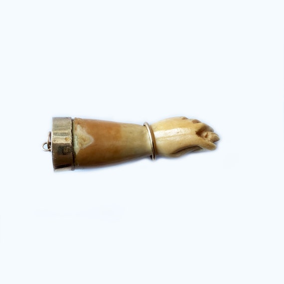 Antique 14K Gold Bone Figa, Victorian Hand Jewelr… - image 3