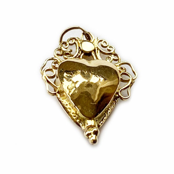 Antique Solid Gold Heart Pendant, 14k Gold Reliqu… - image 2