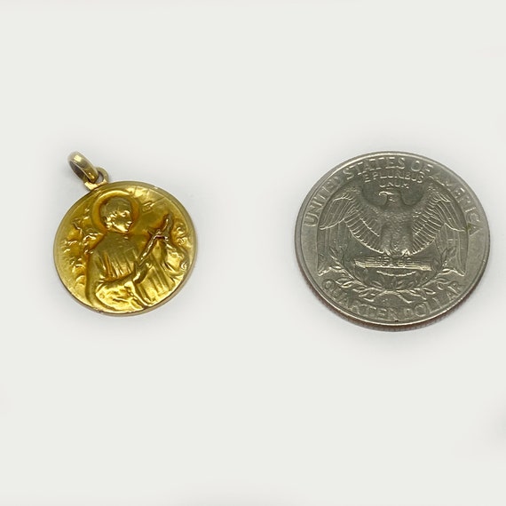 18k Gold Antique Religious Medal, 18k Gold Cathol… - image 6