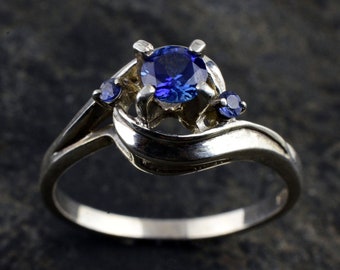 Sapphire Engagement Ring - Tanzanite Accent - Natural Australian Sapphire Ring - Bespoke Engagement Ring