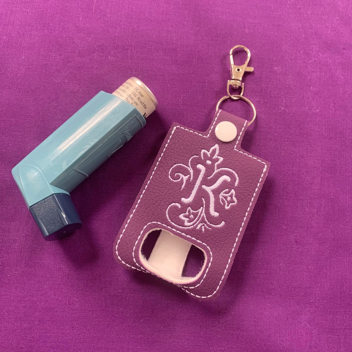 Asthma Inhaler Holder Embroidered Initial Etsy