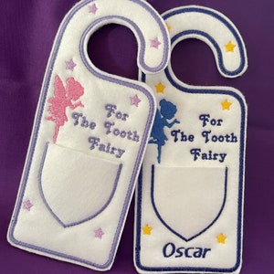 Embroidered Tooth Fairy Door Hanger Personalised Childs Gift