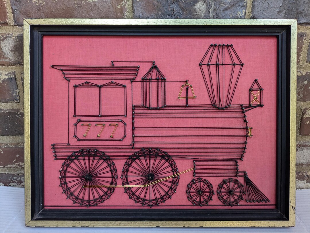 Vintage Train String Art Spinnerin String Art Framed Steam Engine - Etsy
