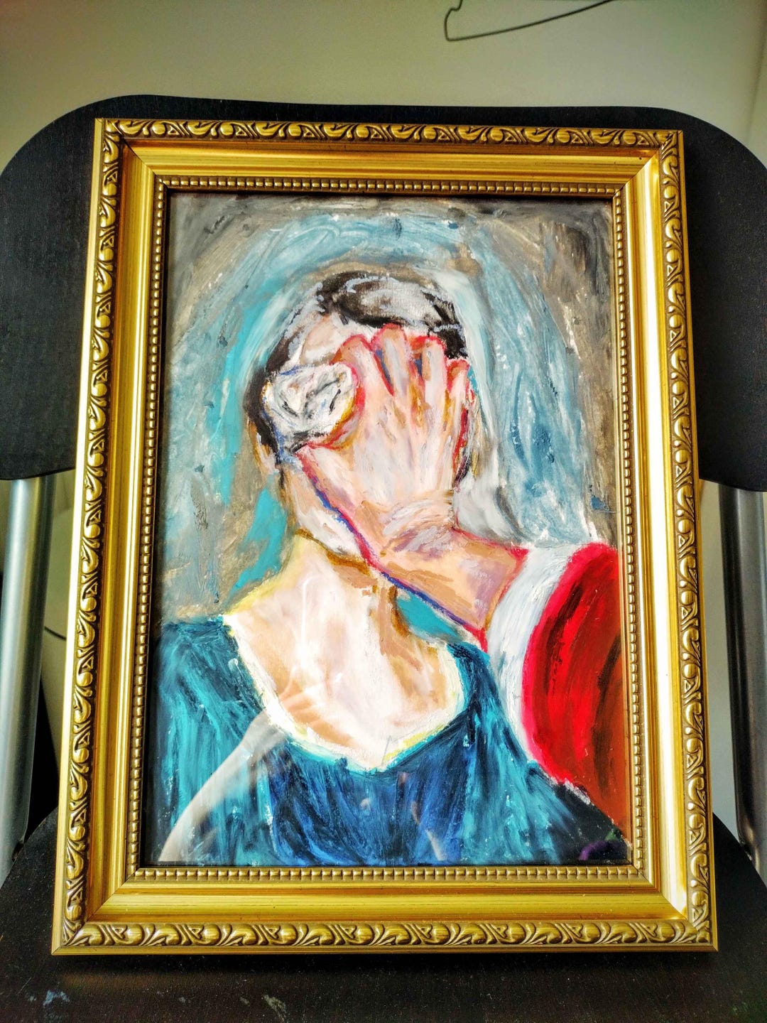 Portrait of a Lady, Oil Pastel on Board, Framed - Etsy