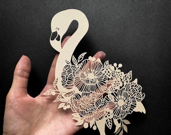 Floral Flamingo Papercut Template - Digital Download