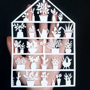 Modelo de Papercut de estufa PDF para corte manual e SVG para Silhouette Cameo ou Cricut