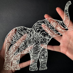 Elephant Papercut Template - Digital Download