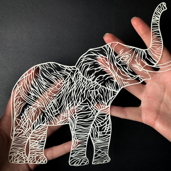 Elefant Papercut Vorlage - Digitaler Download