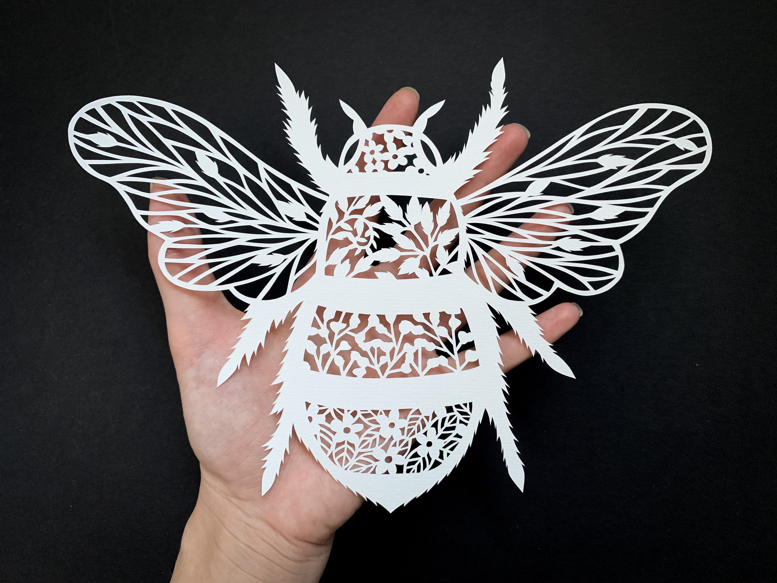 Floral Bee Papercut Template - PDF & SVG - Digital Download - Etsy