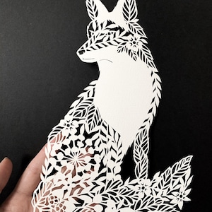 Modello PDF di Papercut Autumn Fox per il taglio a mano e SVG per Silhouette Cameo o macchina Cricut
