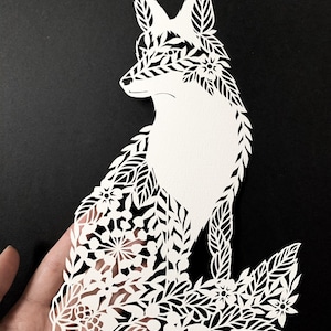 Autumn Fox Papercut Template PDF for handcutting & SVG for Silhouette Cameo or Cricut machine