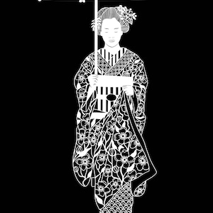 Geisha Papercut Template