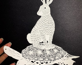 Tortoise and the Hare - Papercut Template - Digital Download