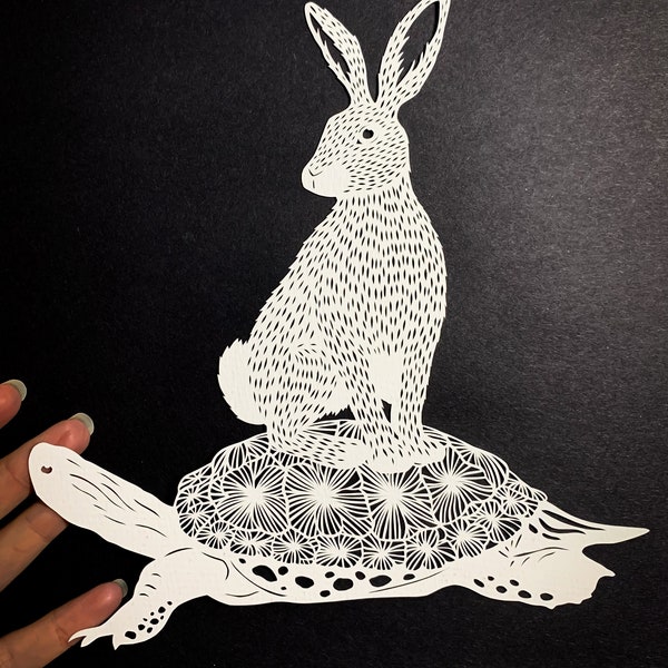 Tortoise and the Hare - Papercut Template - Digital Download