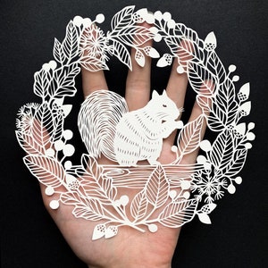 Squirrel Papercut Template - PDF for handcutting & SVG for Silhouette Cameo or Cricut