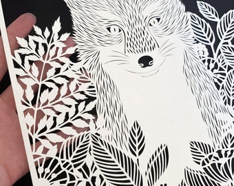 Plantilla de corte de papel de zorro