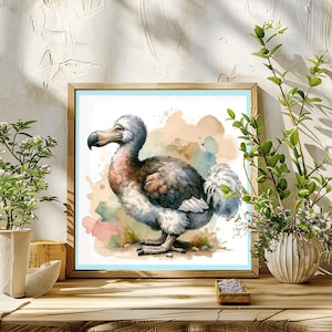 The Extinct Dodo Bird of Mauritius Island, Printable AI Generated Watercolor Digital Print, Instant Download Home Décor Wall Art