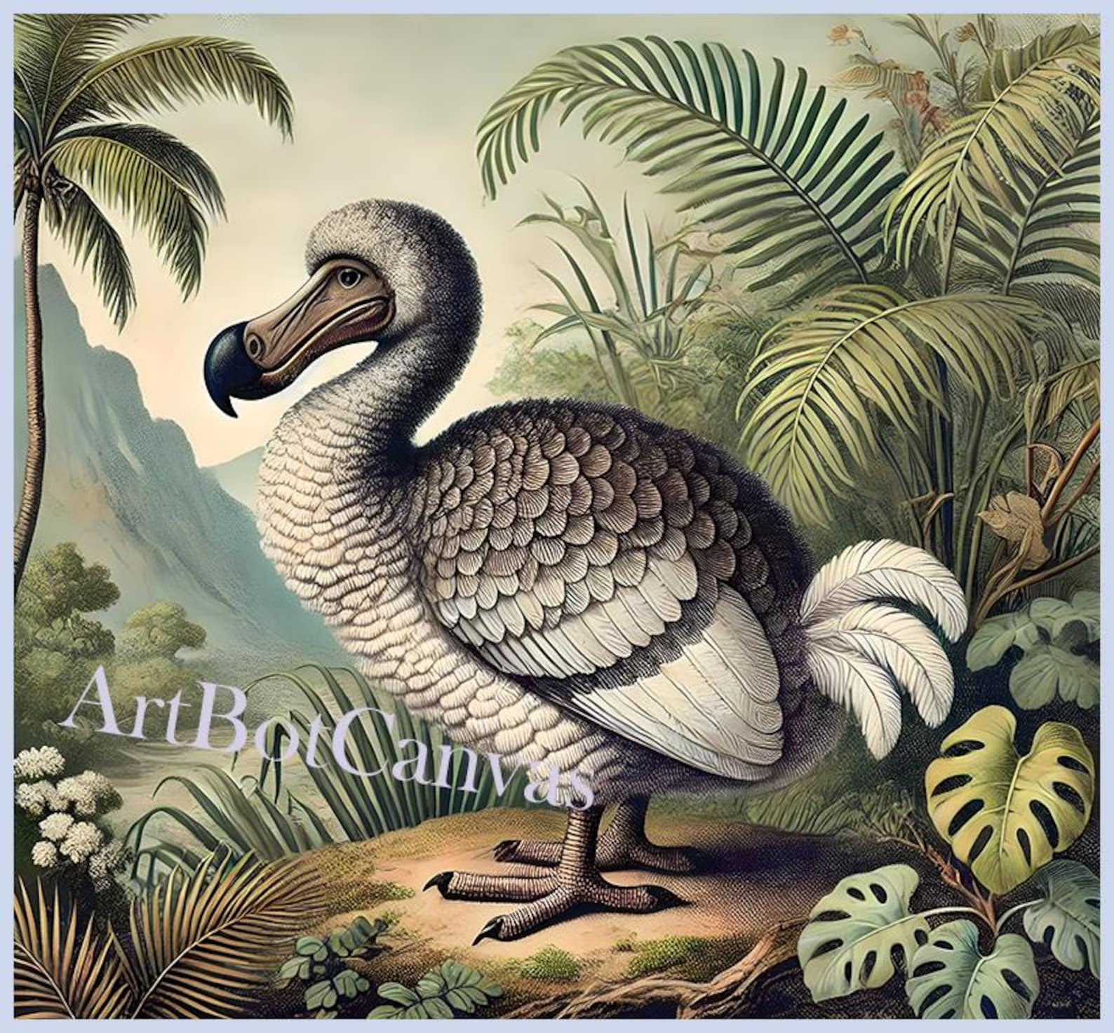 Extinct Dodo Bird of Mauritius Island - Vintage Color Lithoraphy Style ...