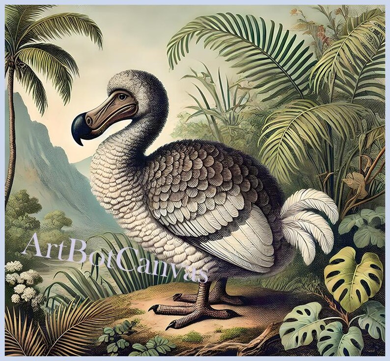 Extinct Dodo Bird of Mauritius Island - Vintage Color Lithoraphy Style ...