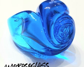 Anello BOCCIOLO in vetro di Murano colore acquamare trasparente.