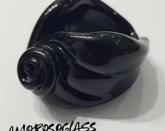 Volcano ring in black Murano glass.