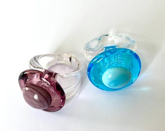 Anello CAROLINA in vetro di Murano dai colori trasparenti.