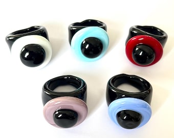 Anello CAROLINA in vetro di Murano lavorato a lume.