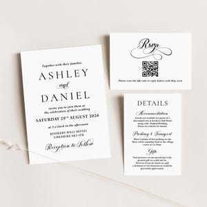 Printed Personalised Classic Wedding Invitations on Linen Textured Card