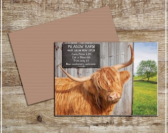 PERSONALISED HIGHLAND CATTLE BULL FARMING BIRTHDAY FATHERS DAY ANY OCCASION CARD