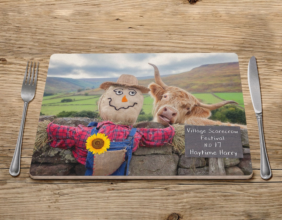 Placemat Highland Cow, Farm Animal Placemats, Tablemats, Highland Cow