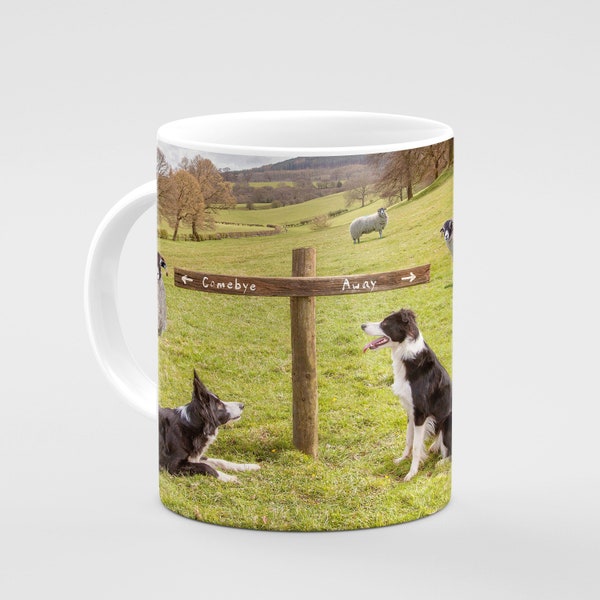 Sheepdog/Border Collie Mug - Ewe take the left. Border collie gifts, sheepdog gifts, sheepdogs, working dogs. farming gifts