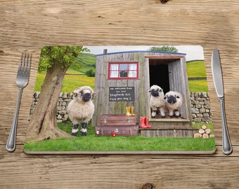 Valais Blacknose Sheep, farm animal placemats, tablemats, Valais Blacknose Sheep placemats, heat resistant placemats