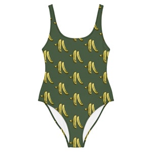 Pickles One-Piece Swimsuit, Pickle Enthusiast Bathing Suit With Pickle Pattern, Funny Women&#39;s Bathing Suit, Green Pickle Design For Swimming