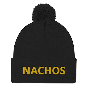 Nachos Pom-Pom Beanie / Nachos Hat / Nachos Winter Hat / I Love Nachos / Gifts for Foodies / Foodie Hat / Nacho Lover hat / Food Lover Hat