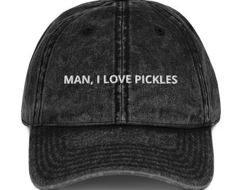 Man, I Love Pickles Vintage Dad Hat, Embroidered Hat for Pickle Enthusiast, Funny Hat, I Love Pickles Hat, Quirky Hat for Pickle Lover Gift