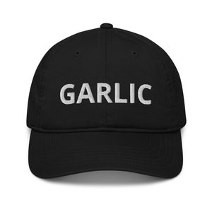 Garlic Eco Friendly Organic Cotton Dad Hat / Funky Foodie Dad Hat / Garlic Hat / Garlic Addict Hat / Eco Friendly Vegan Garlic Lover Hat