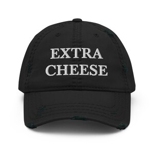 Sombrero de papá angustiado con queso extra, sombrero de amante del queso bordado unisex, sombrero de papá divertido, sombrero de comida divertido, sombrero extraño, regalo para foodie, regalo divertido