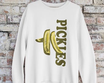 Sudadera de Pickle Spears, sudadera unisex de cuello redondo para entusiastas de los pepinillos, sudadera para amantes de los pepinillos, regalo para amantes de la comida, diseño único de pepinillos