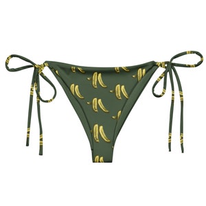 Pickles Recycled Bikini Bottom, Funny Women&#39;s Bathing Suit with Pickle Pattern, Pickle Enthusiast Gift, Green Pickle Bikini, Eco Friendly