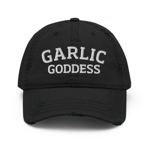 Garlic Goddess Distressed Dad Hat, Funny Hat for Garlic Lover, Weird Dad Hat, Unique Dad Hat, Gift for Garlic Enthusiast, Quirky Food Hat