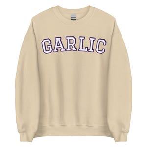 Sudadera con ajo, sudadera unisex de cuello redondo, sudadera divertida para amantes del ajo, sudadera divertida con comida, camiseta de regalo para entusiastas del ajo